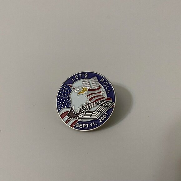 2001 Lets Roll 911 Remembered Lapel Hat Pin US Flag Eagle - Picture 10 of 11